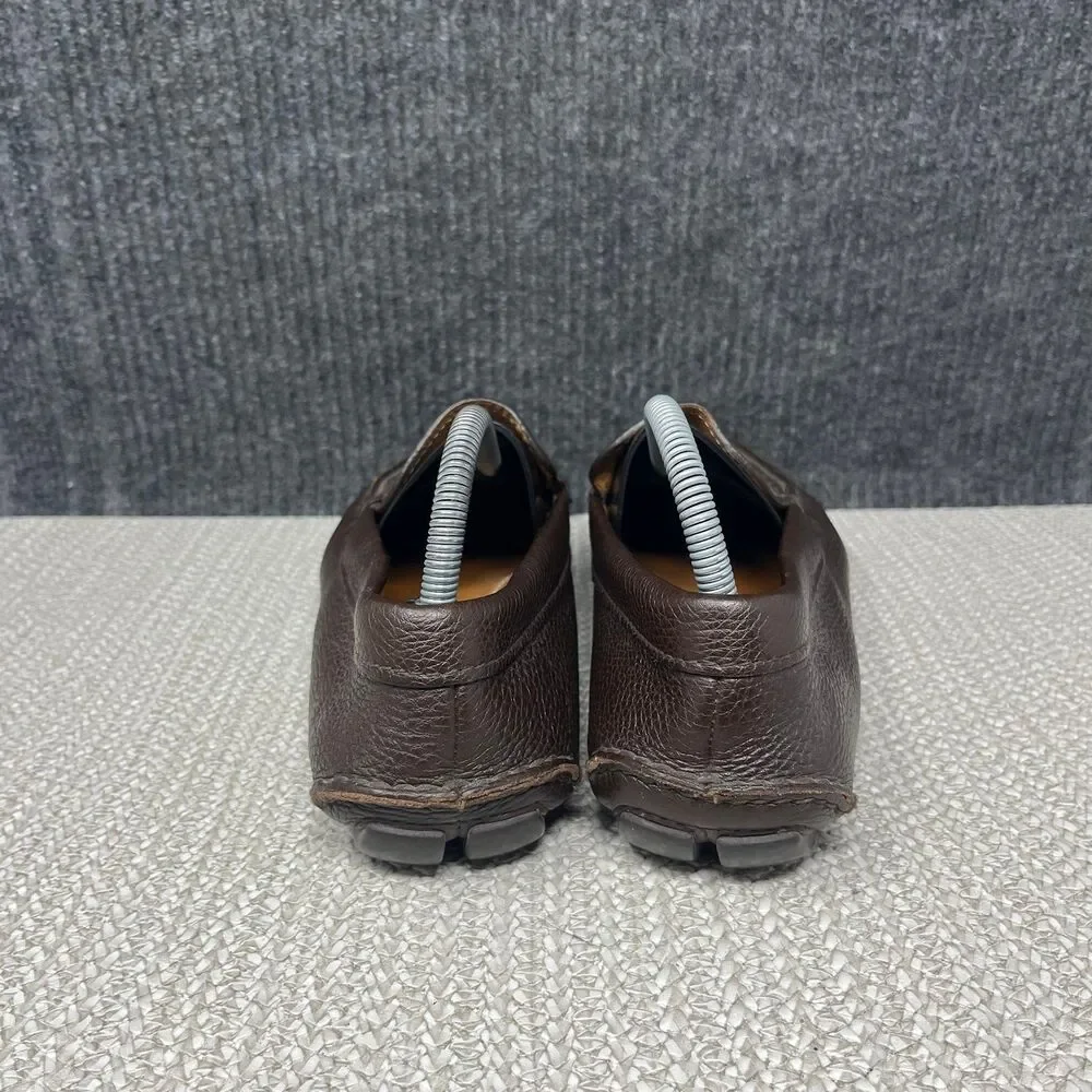 Prada Logo Pebbled Leather Driving Loafers Slip On Brown Italy Mens 7 2D2170